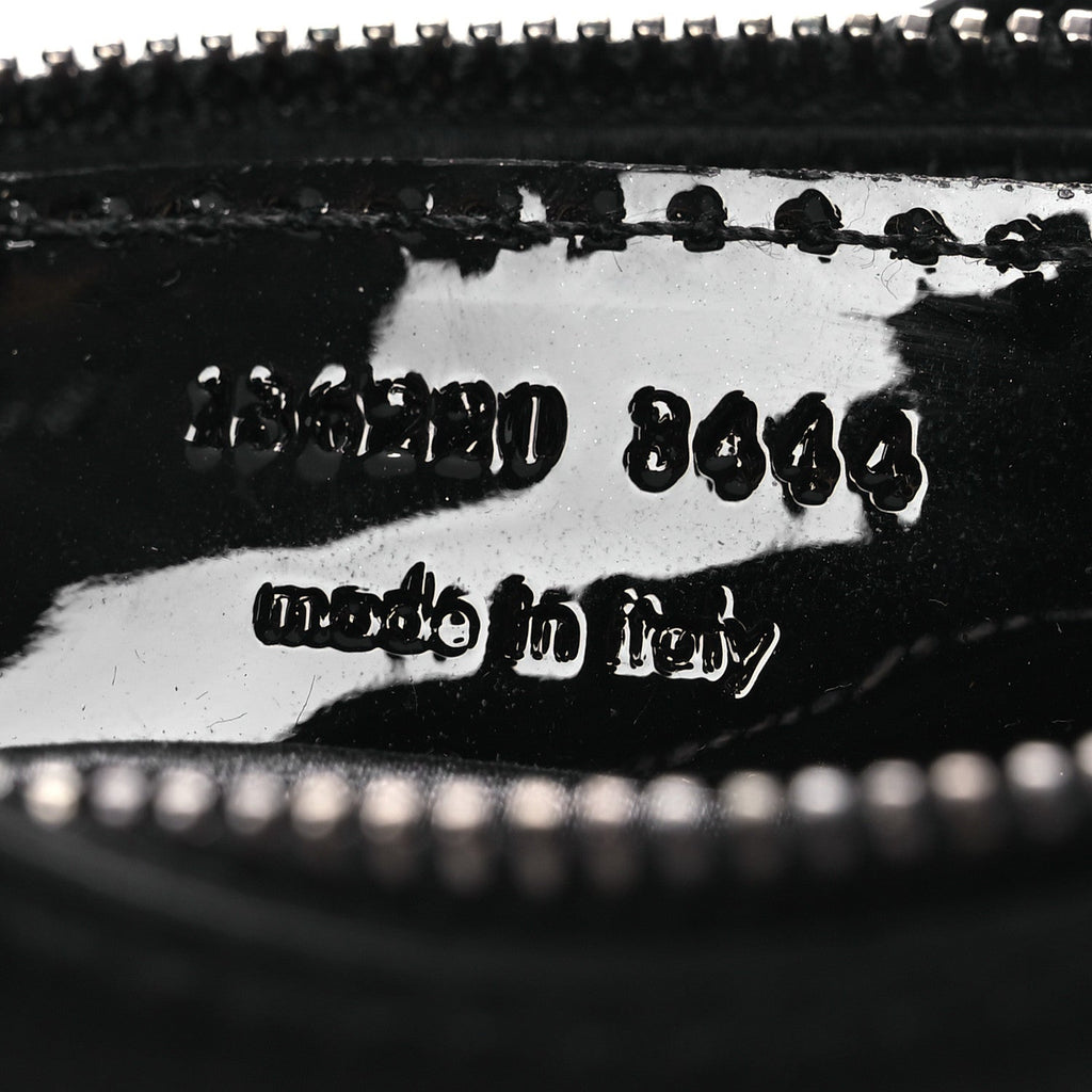 Satin Enamel Classique Chain Shoulder Bag Black