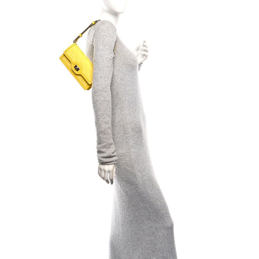 GG Monogram Scratch Lux Calfskin Mini Luce Shoulder Bag Yellow