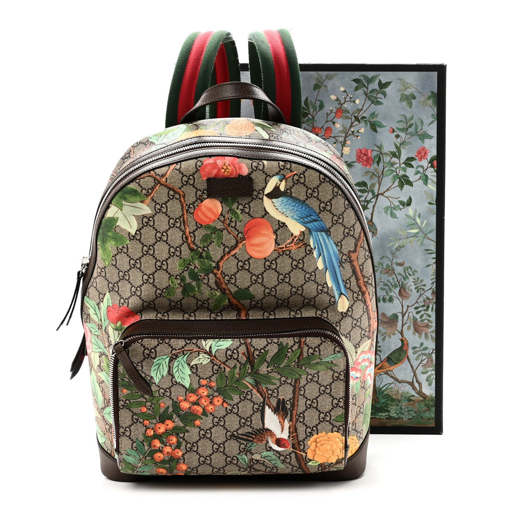 GG Supreme Monogram Tian Web Small Day Backpack Beige Multicolor New Acero