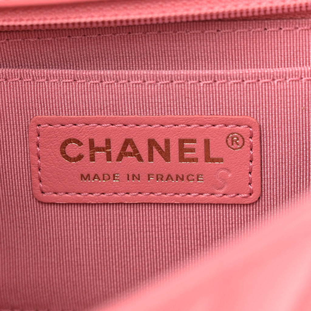 Calfskin Chevron Quilted Mini Statement Flap Pink