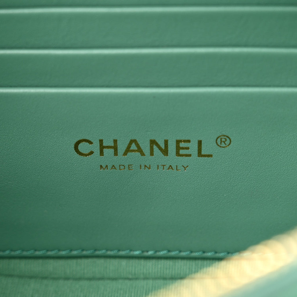 Caviar Quilted Mini CC You Camera Case Dark Green