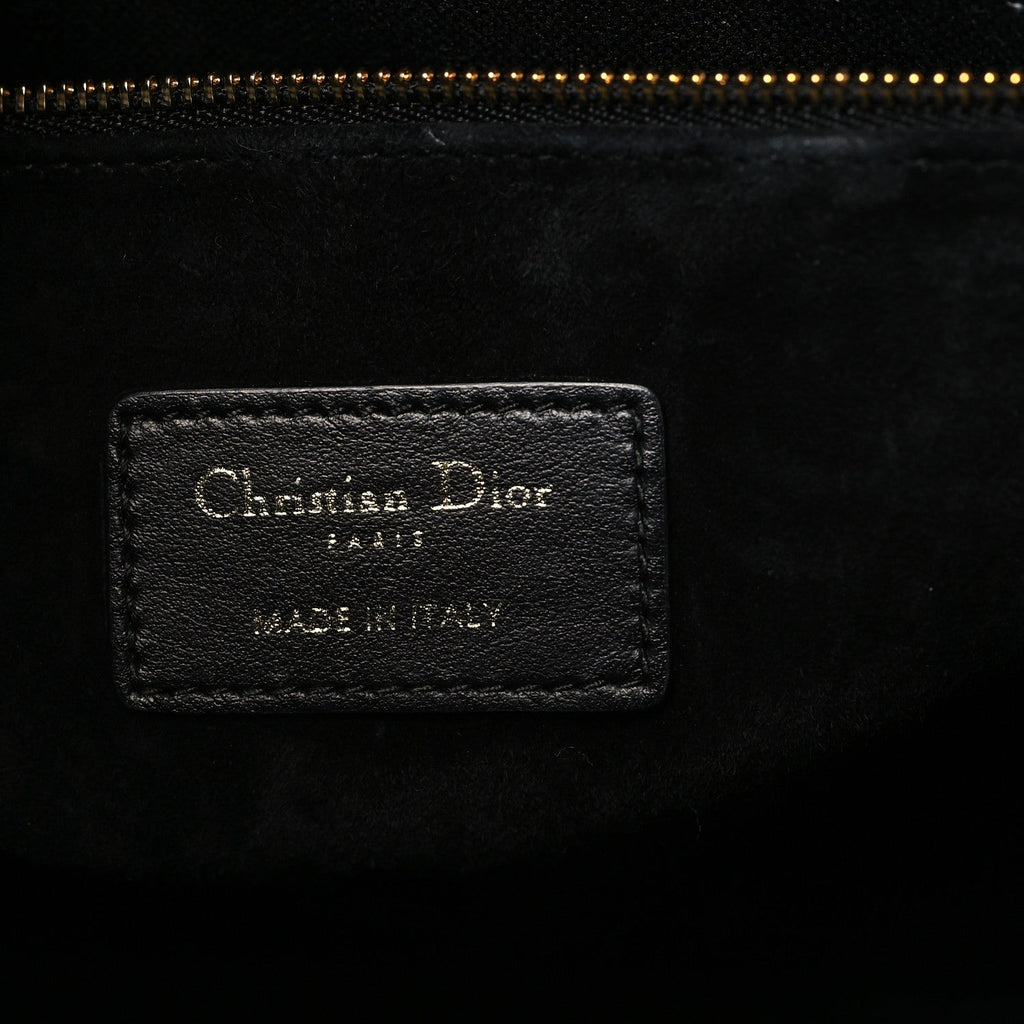 Calfskin Macro Cannage Medium Book Tote Black