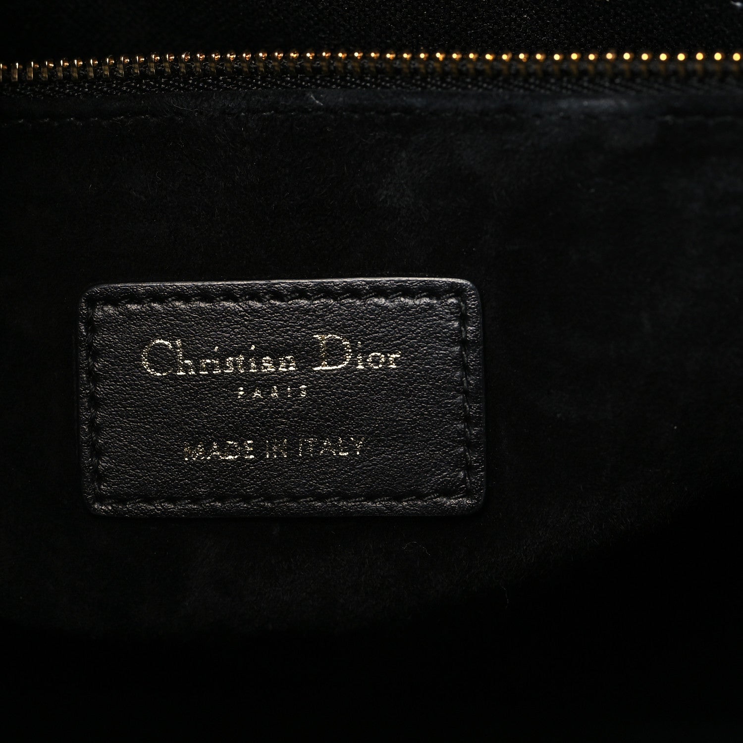 Calfskin Macro Cannage Medium Book Tote Black