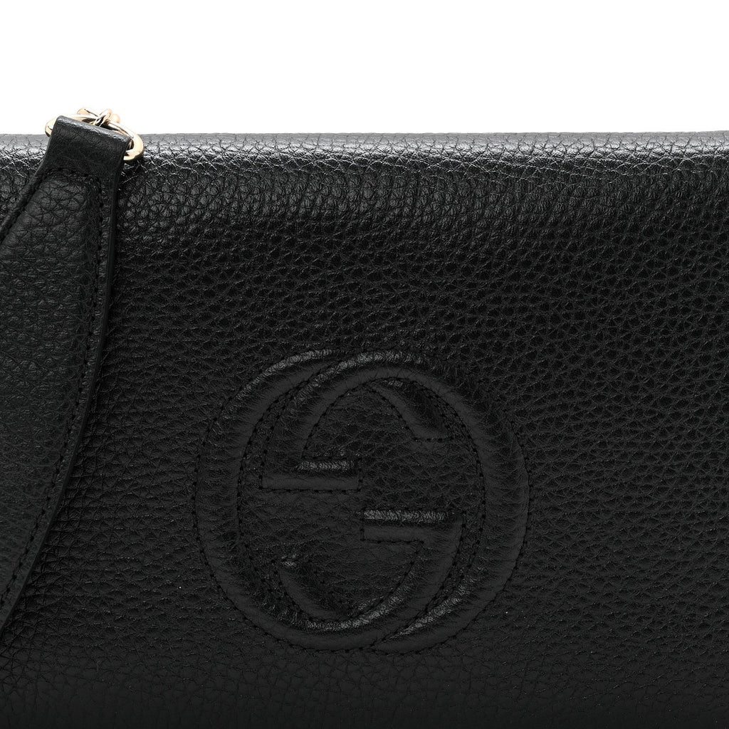 Pebbled Calfskin Soho Wallet On Chain Black