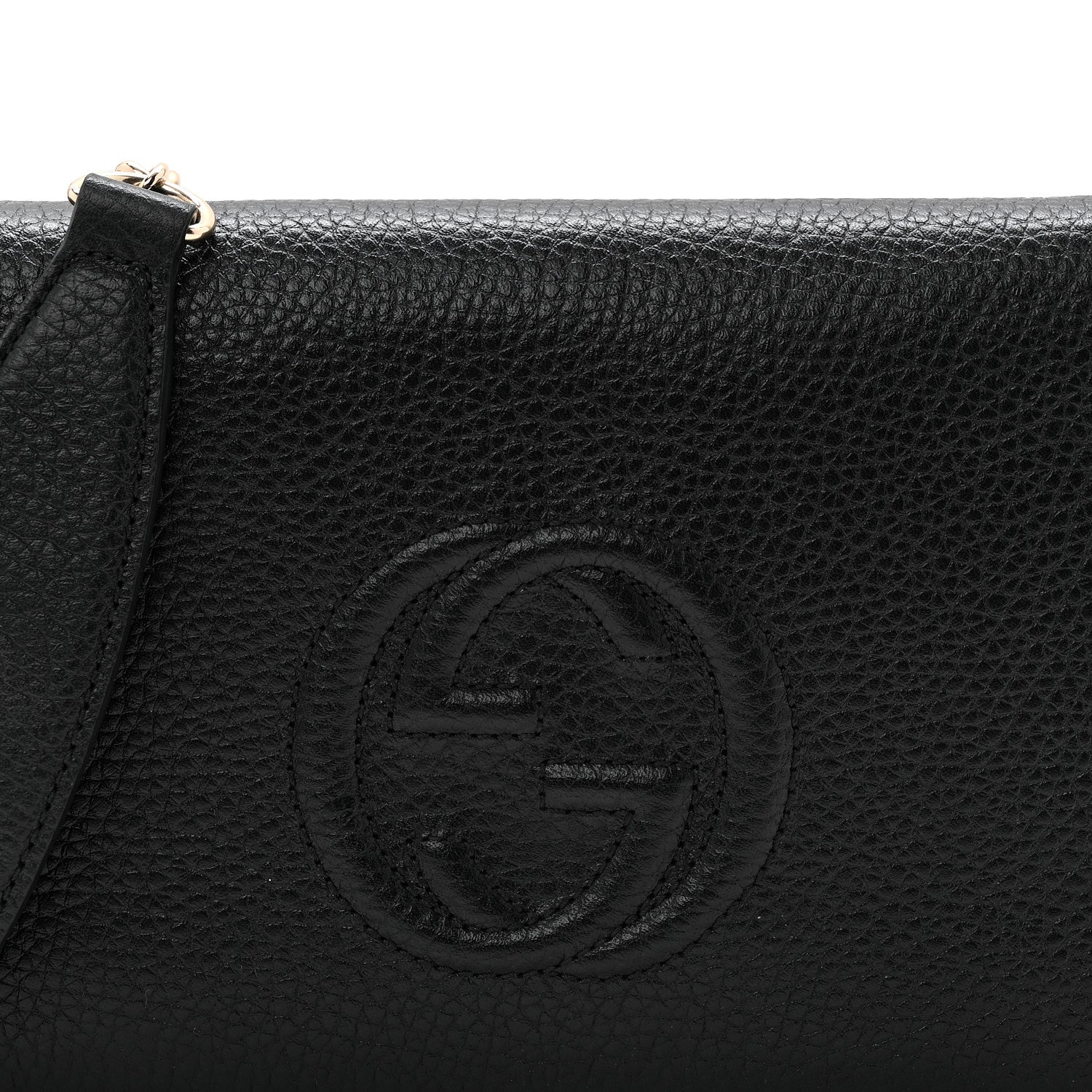 Pebbled Calfskin Soho Wallet On Chain Black