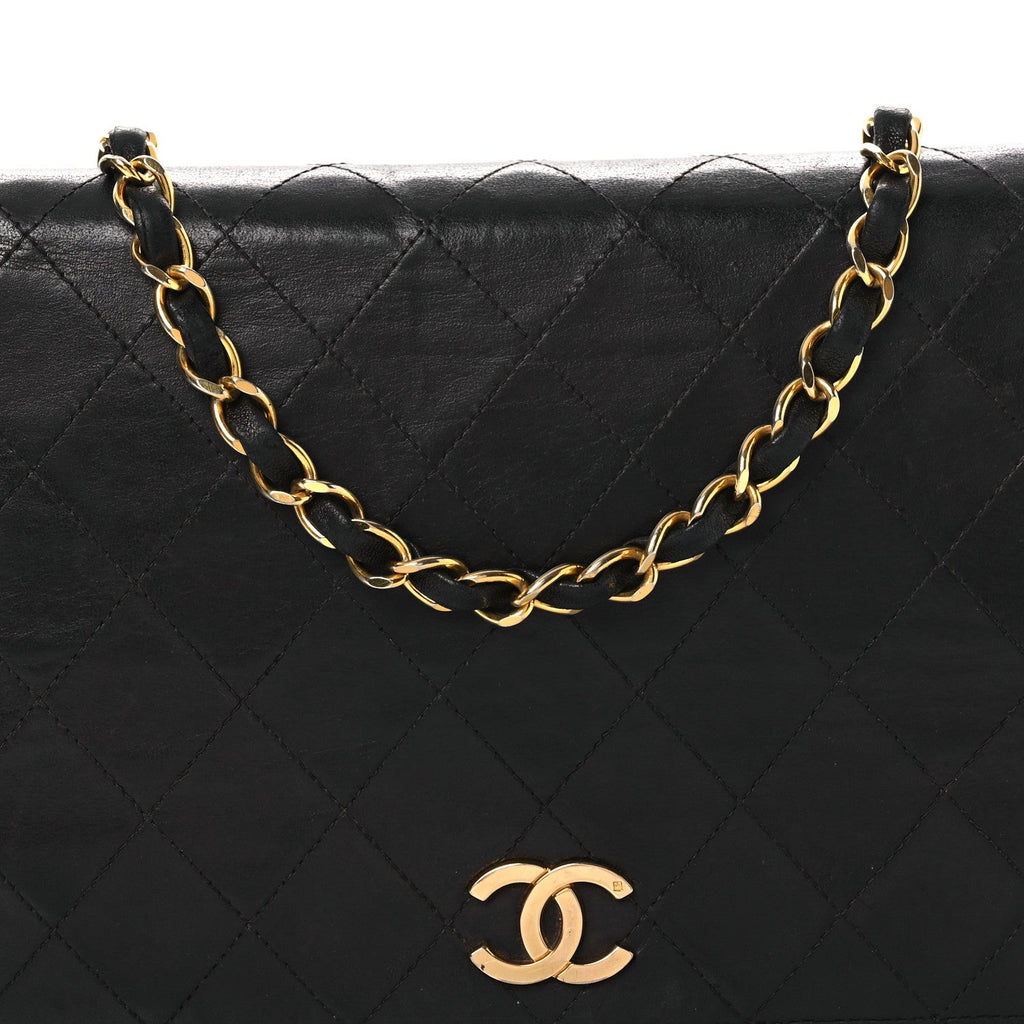 Lambskin Quilted Small Single Flap Bag Black