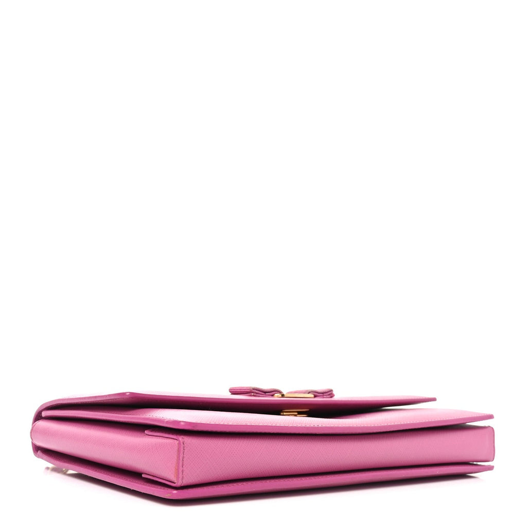 Printed Calfskin Vara Bow Chain Flap Crossbody Fuchsia