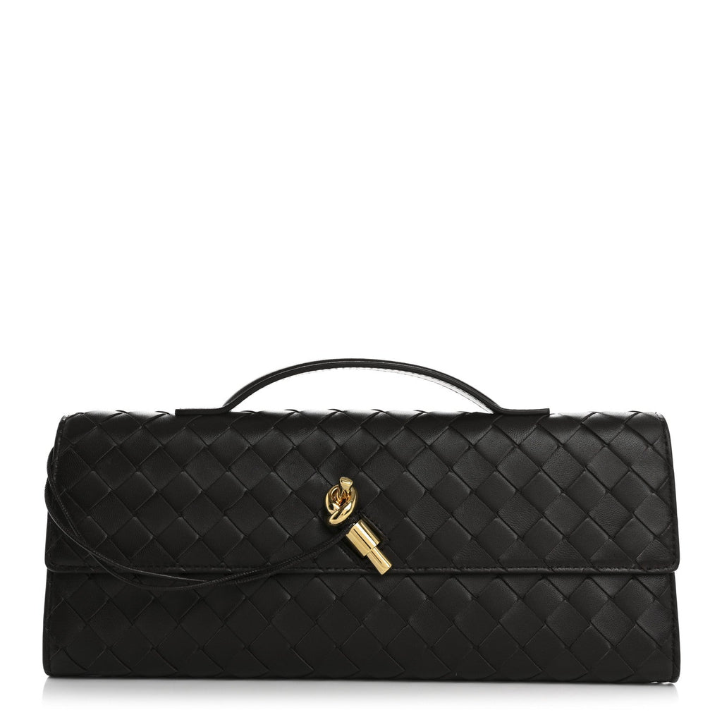 Nappa Intrecciato Long Andiamo Top Handle Clutch Fondant