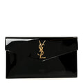 Patent Calfskin Monogram Uptown Clutch Black
