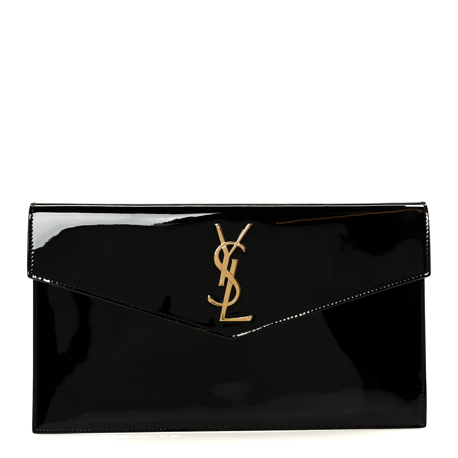 Patent Calfskin Monogram Uptown Clutch Black