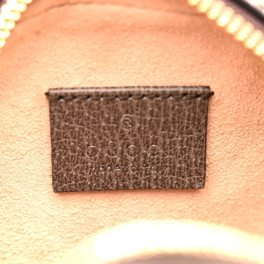 GG Supreme Monogram Web Mini Ophidia Round Shoulder Bag Brown