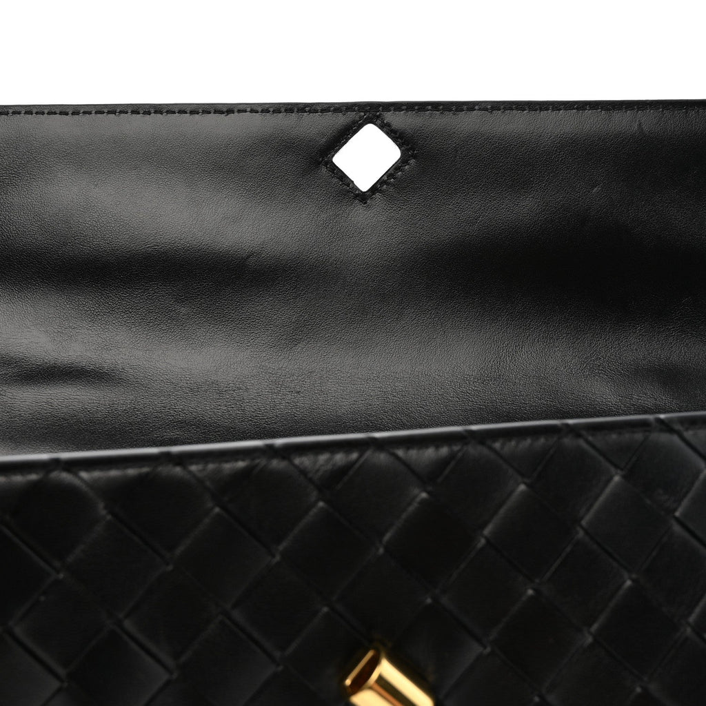 Nappa Intrecciato Long Andiamo Top Handle Clutch Black