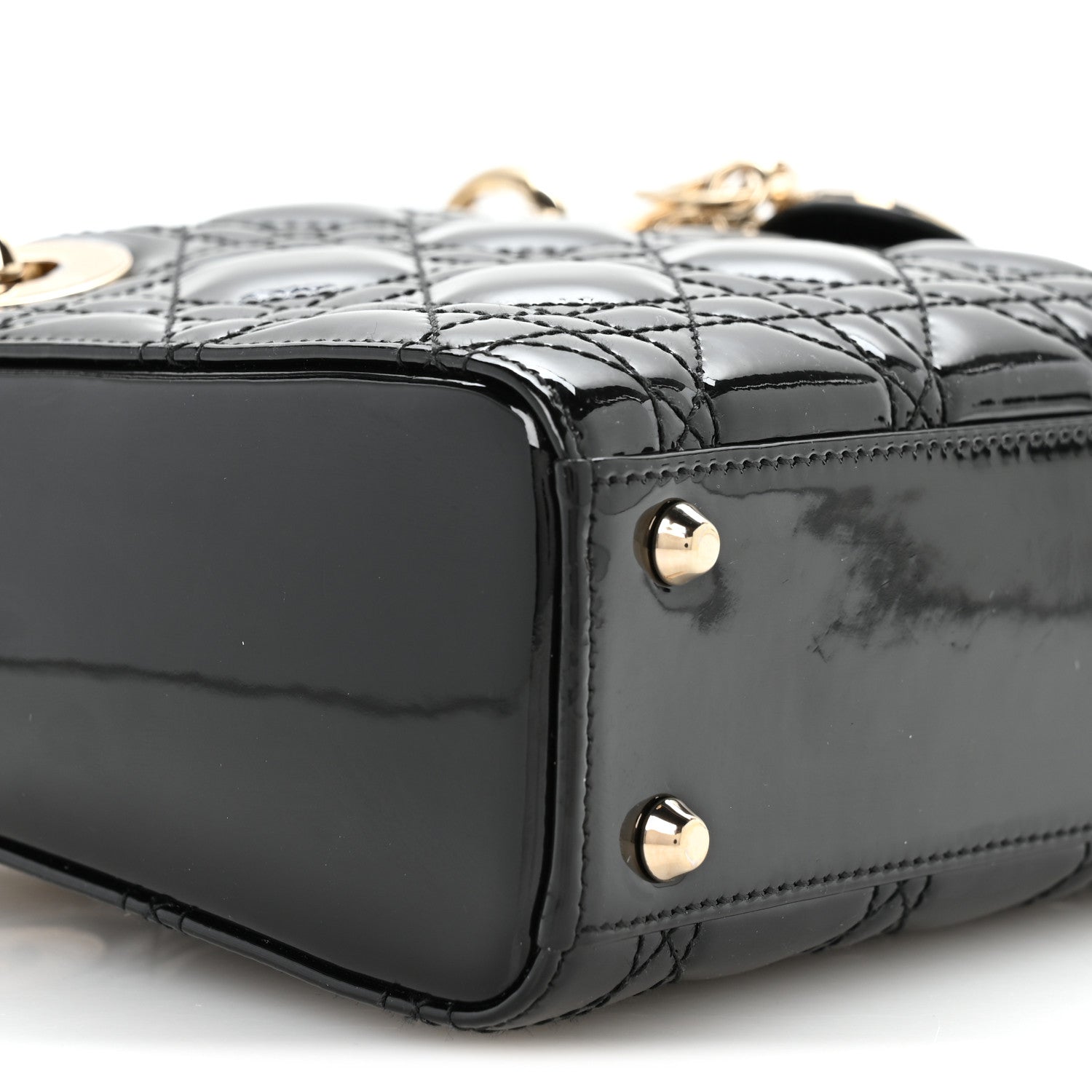 Patent Cannage Mini Lady Dior Black