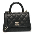 Caviar Quilted Extra Mini Coco Handle Flap Black