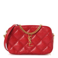 Grained Lambskin Quilted Mini Becky Double Zip Bag Rouge Eros