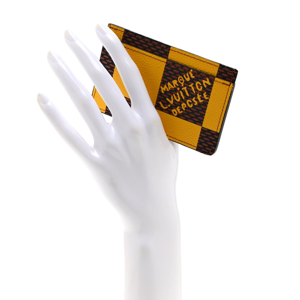 Damier Pop Porte Cartes Simple  Holder Yellow
