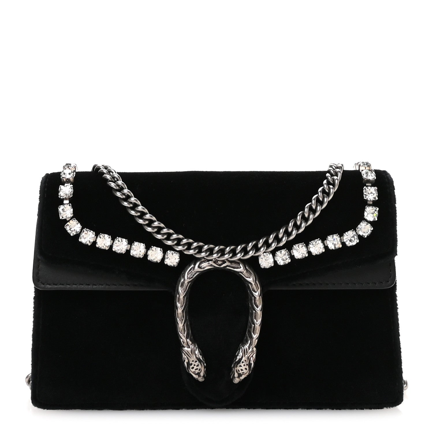 Velvet Crystal Super Mini Dionysus Shoulder Bag Black