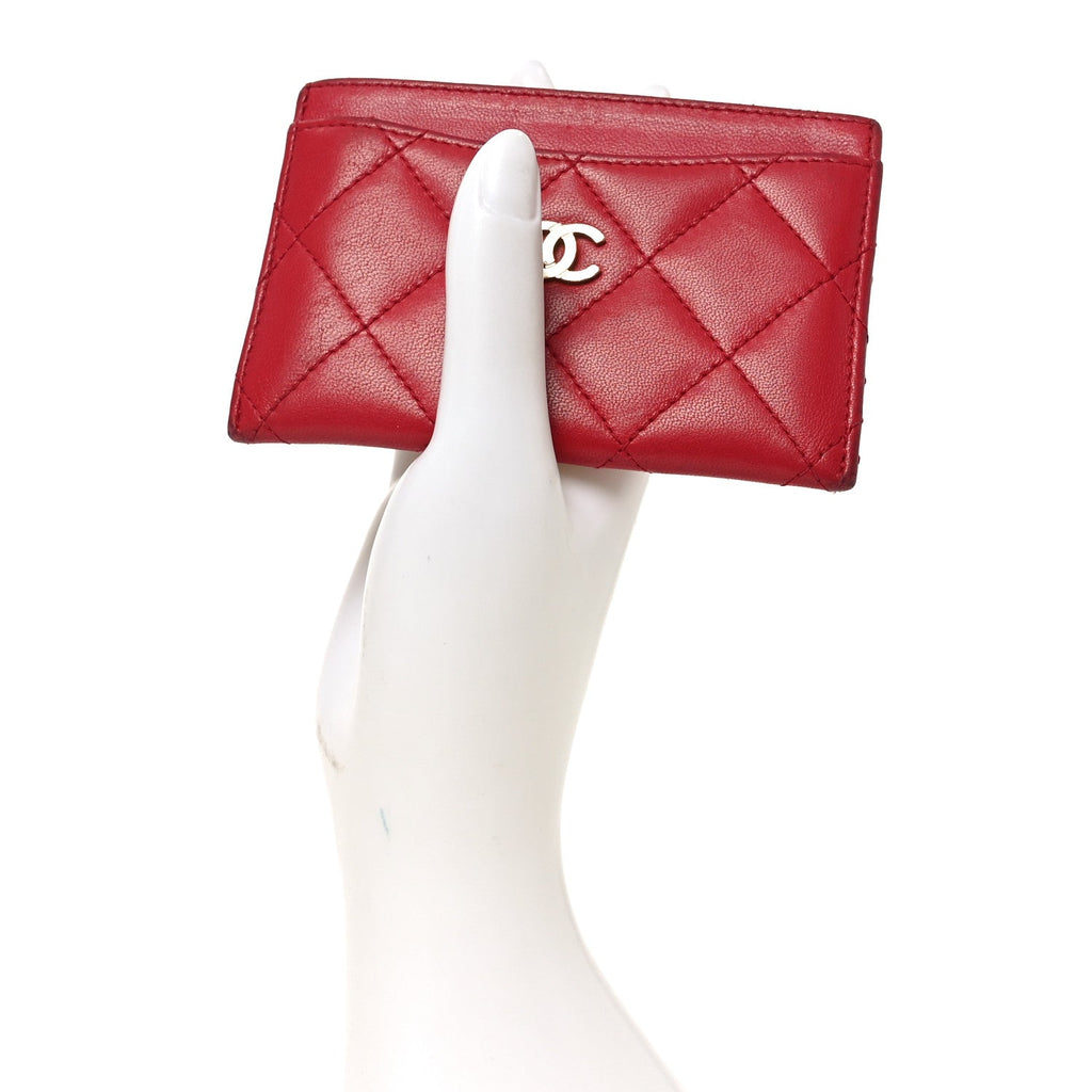 Lambskin Quilted  Holder Red