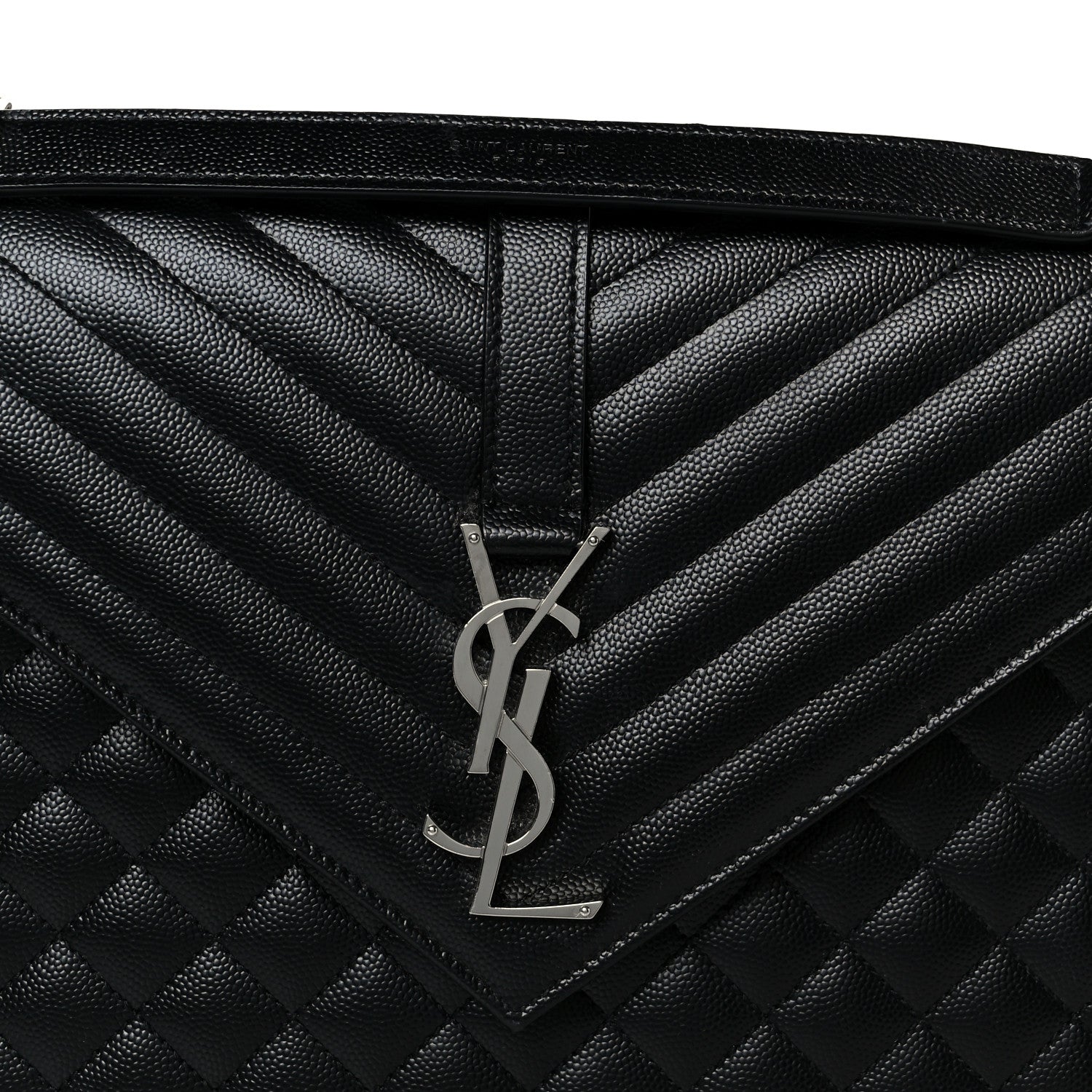 Grain De Poudre Textured Mixed Matelasse Large Triquilt Monogram Satchel Black