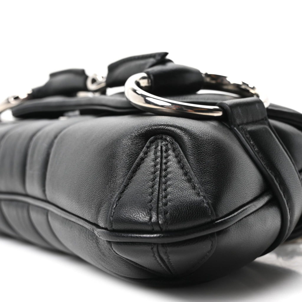 Nappa Vertical Matelasse Small Maxi Horsebit Chain Shoulder Bag Black