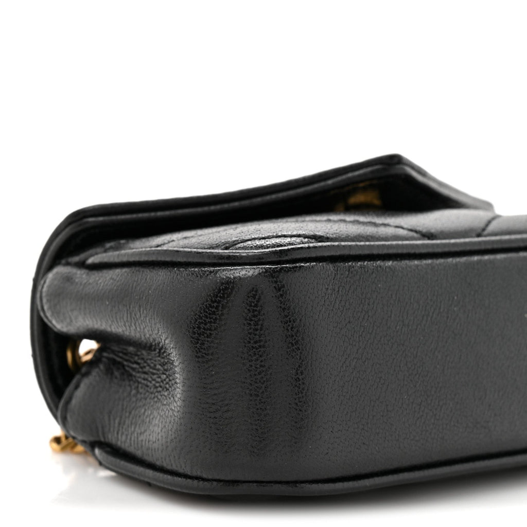 Lambskin Chevron Quilted Micro LouLou Black