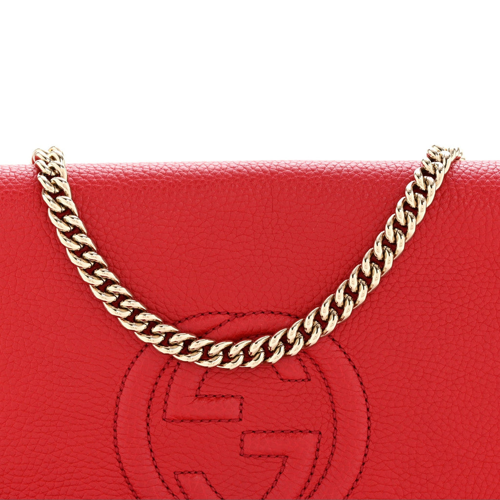 Pebbled Calfskin Medium Soho Flap Crossbody Tabasco Red