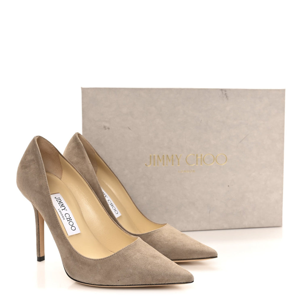 Suede Pointy Toe Romy Pumps 35.5 Stone