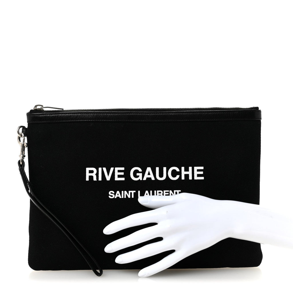 Linen Canvas Rive Gauche Zipped Pouch Black