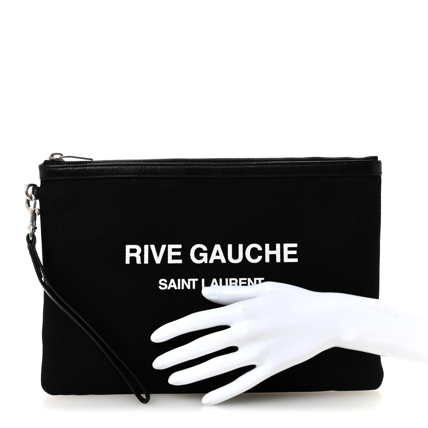 Linen Canvas Rive Gauche Zipped Pouch Black