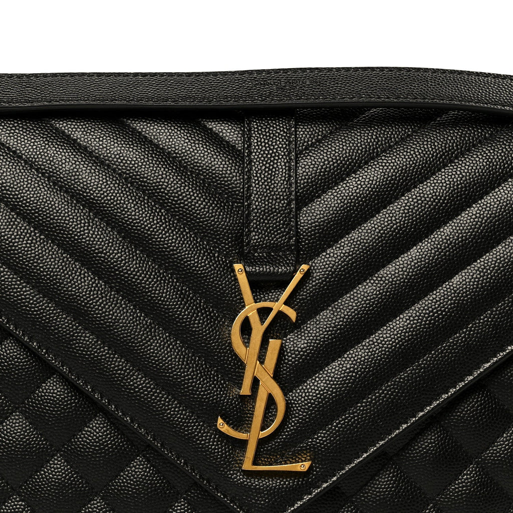 Grain De Poudre Textured Mixed Matelasse Large Triquilt Monogram Satchel Black