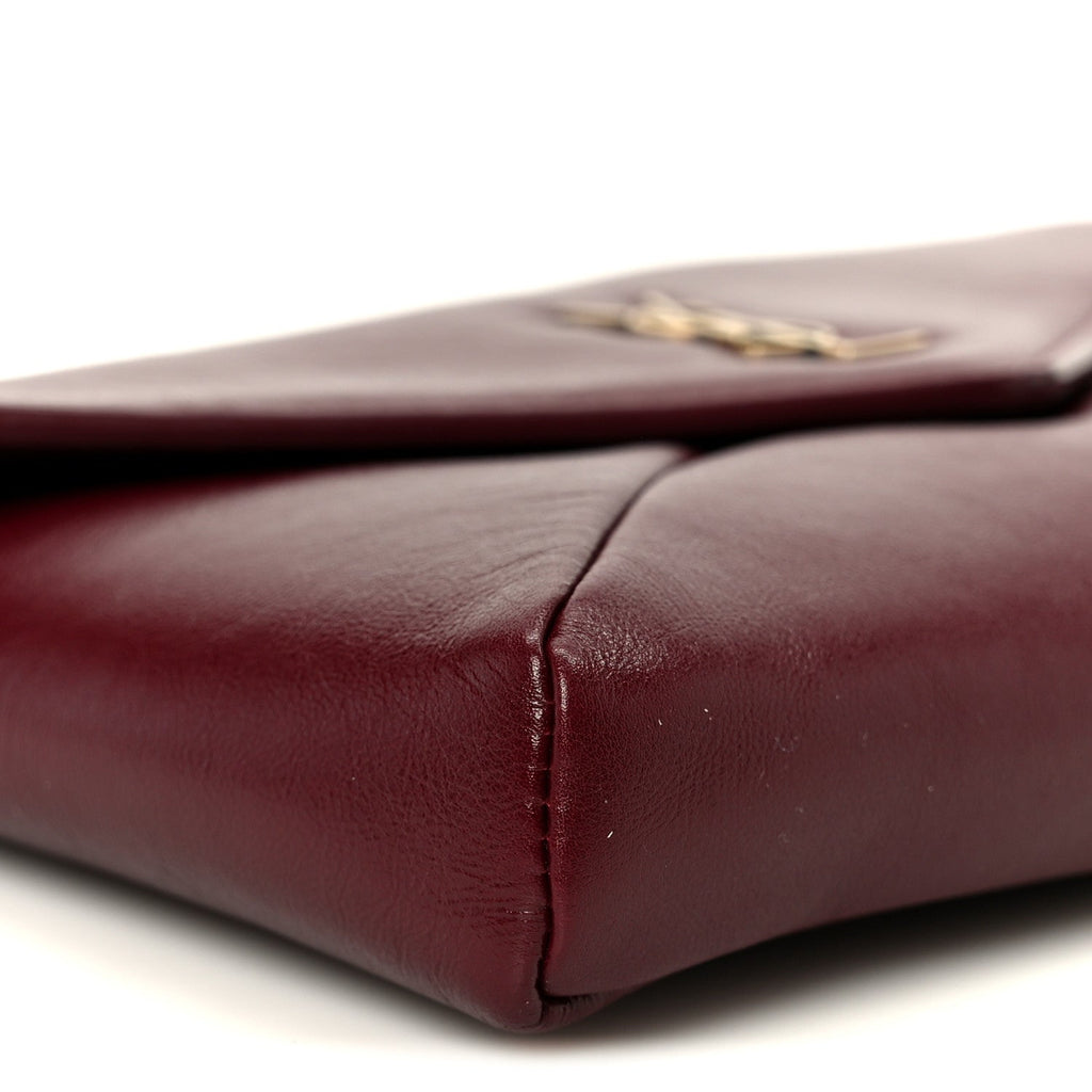 Shiny Calfskin Small Cassandre Chain Pouch Dark Ruby