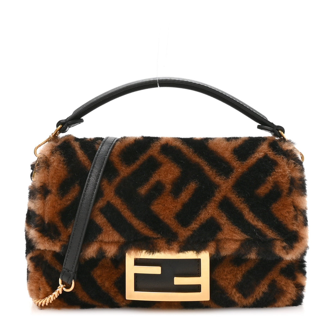 Shearling Vitello Dolce Macro FF 1974 Mini Tobacco Black