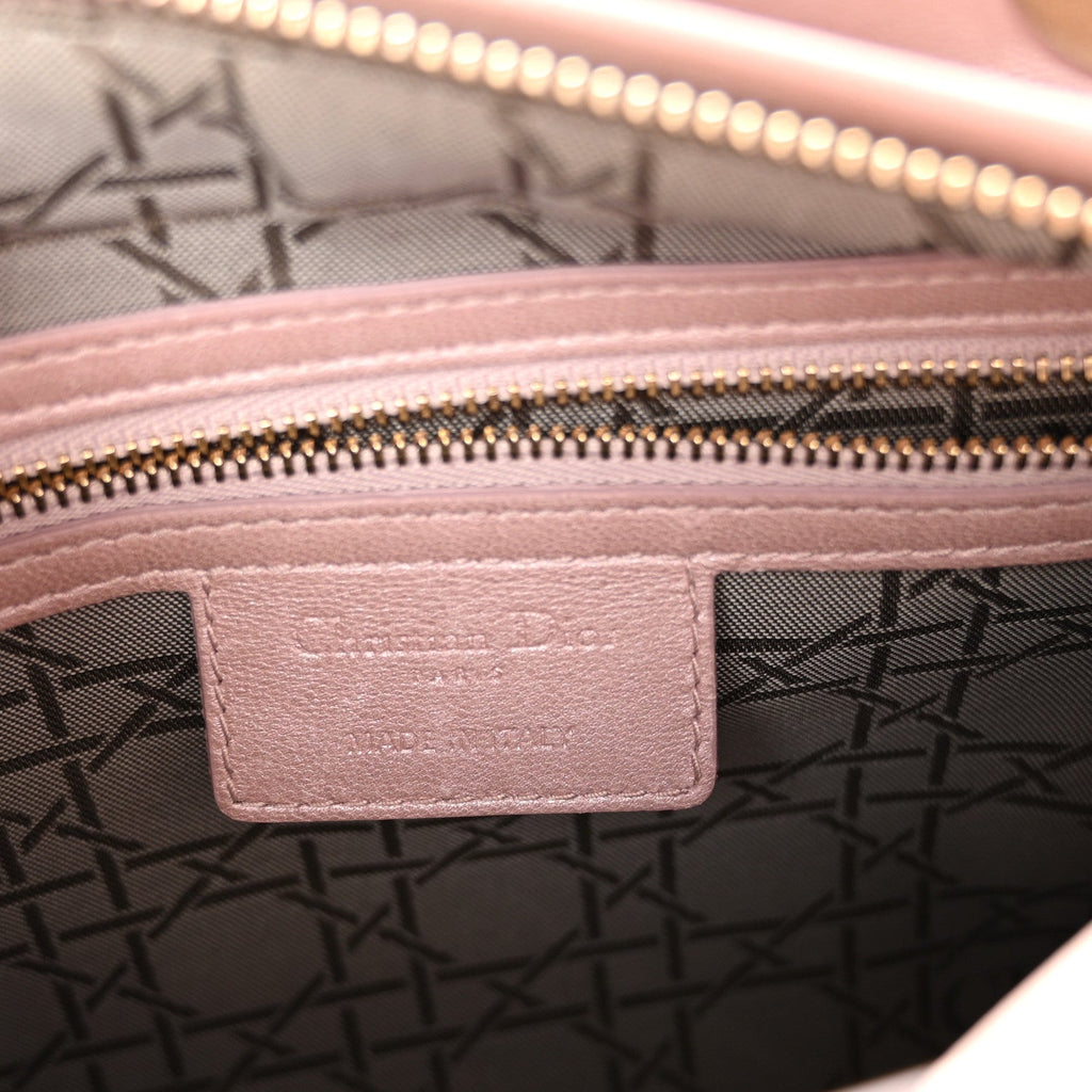 Pearly Lambskin Cannage Medium Lady Dior Lotus