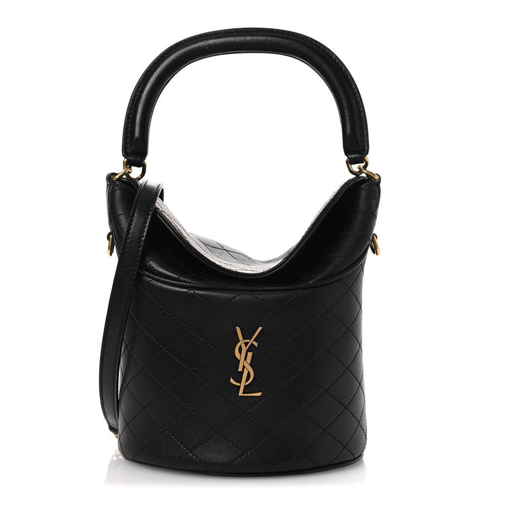 Lambskin Gabby Mini Bucket Bag Black