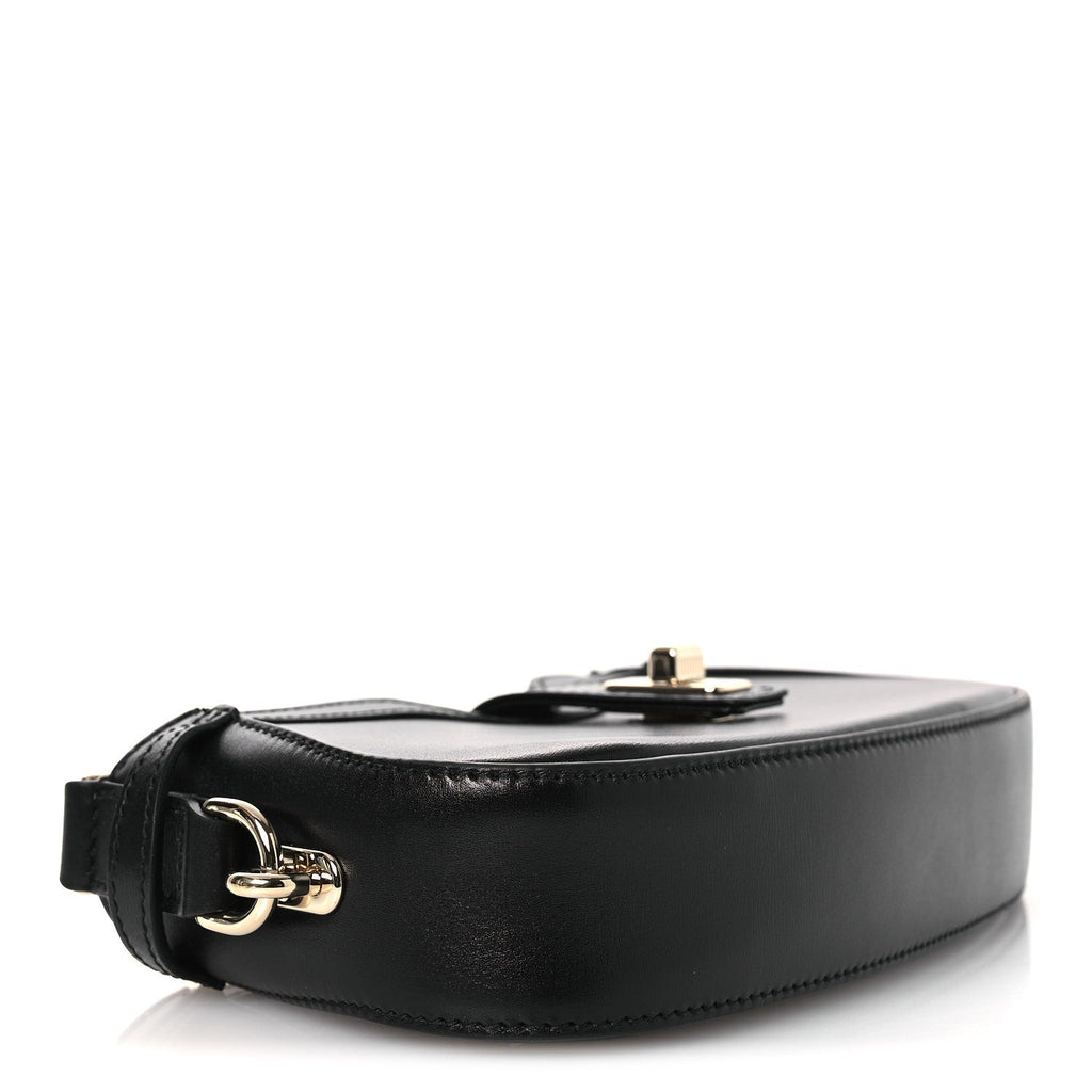 Calfskin Mini Moon Side Shoulder Bag Black