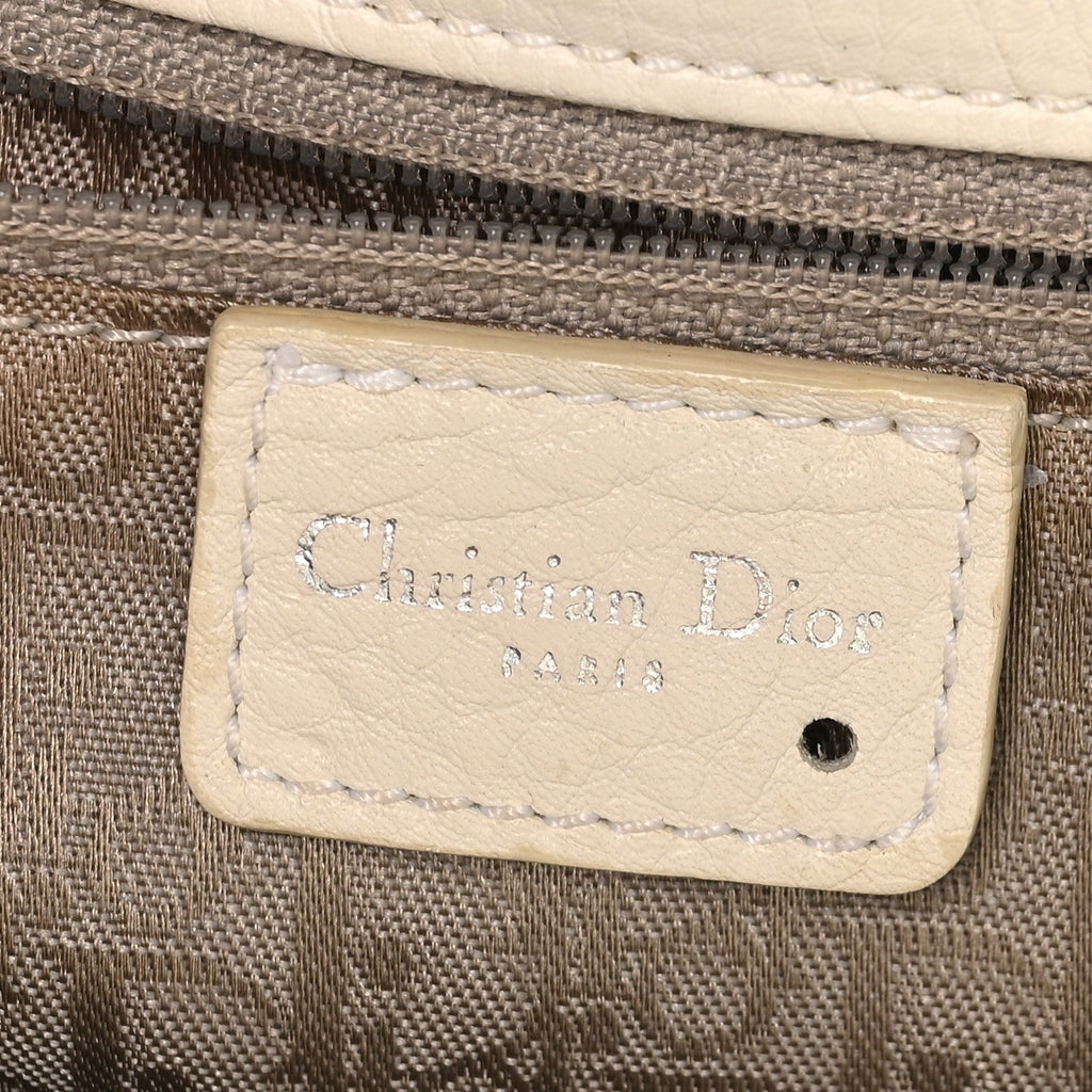 Calfskin Cannage D Buckle East West Tote White