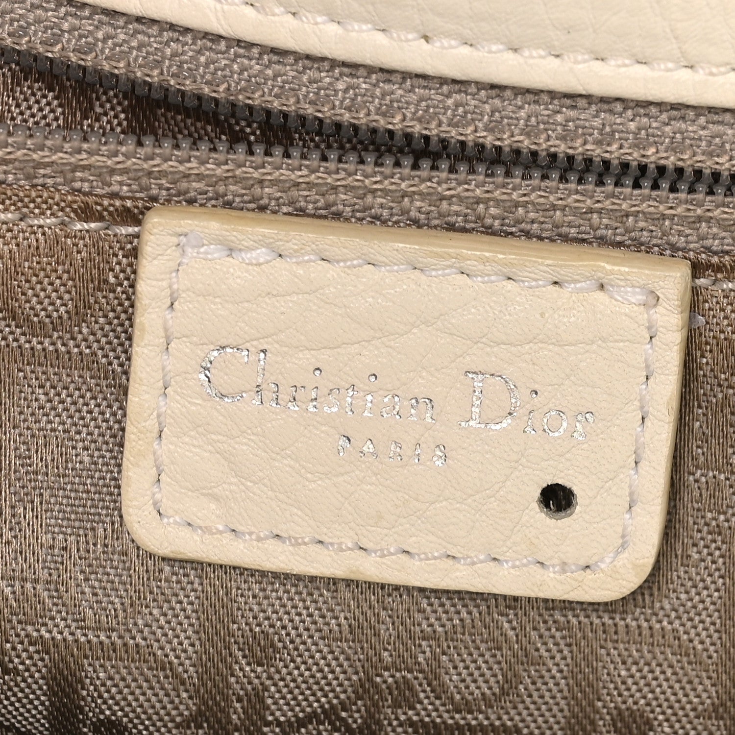 Calfskin Cannage D Buckle East West Tote White