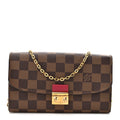 Damier Ebene Croisette Chain Wallet Scarlet