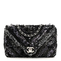 Sequins Chevron Mini Rectangular Flap Black