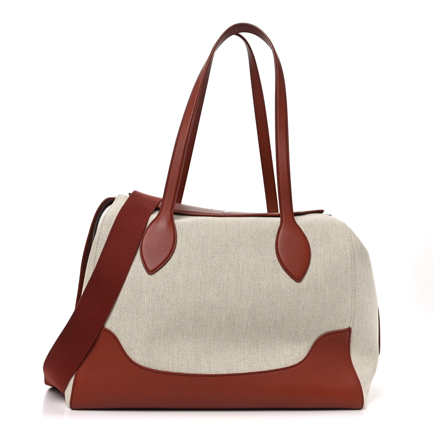 Calfskin Cotton Linen XL Sesia Happy Day Bag Natural Kummel