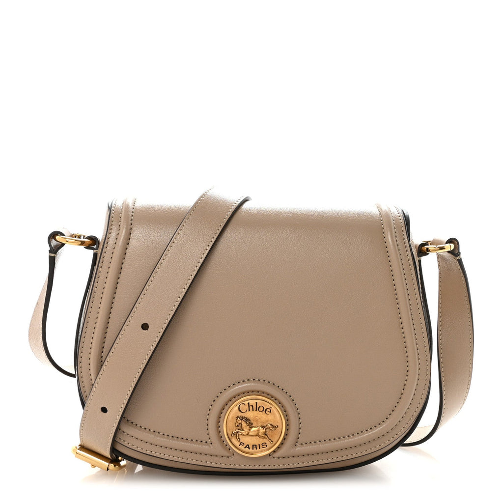 Grained Asian Water Buffalo Horse Medal Saddle Crossbody Bag Boyish Brown