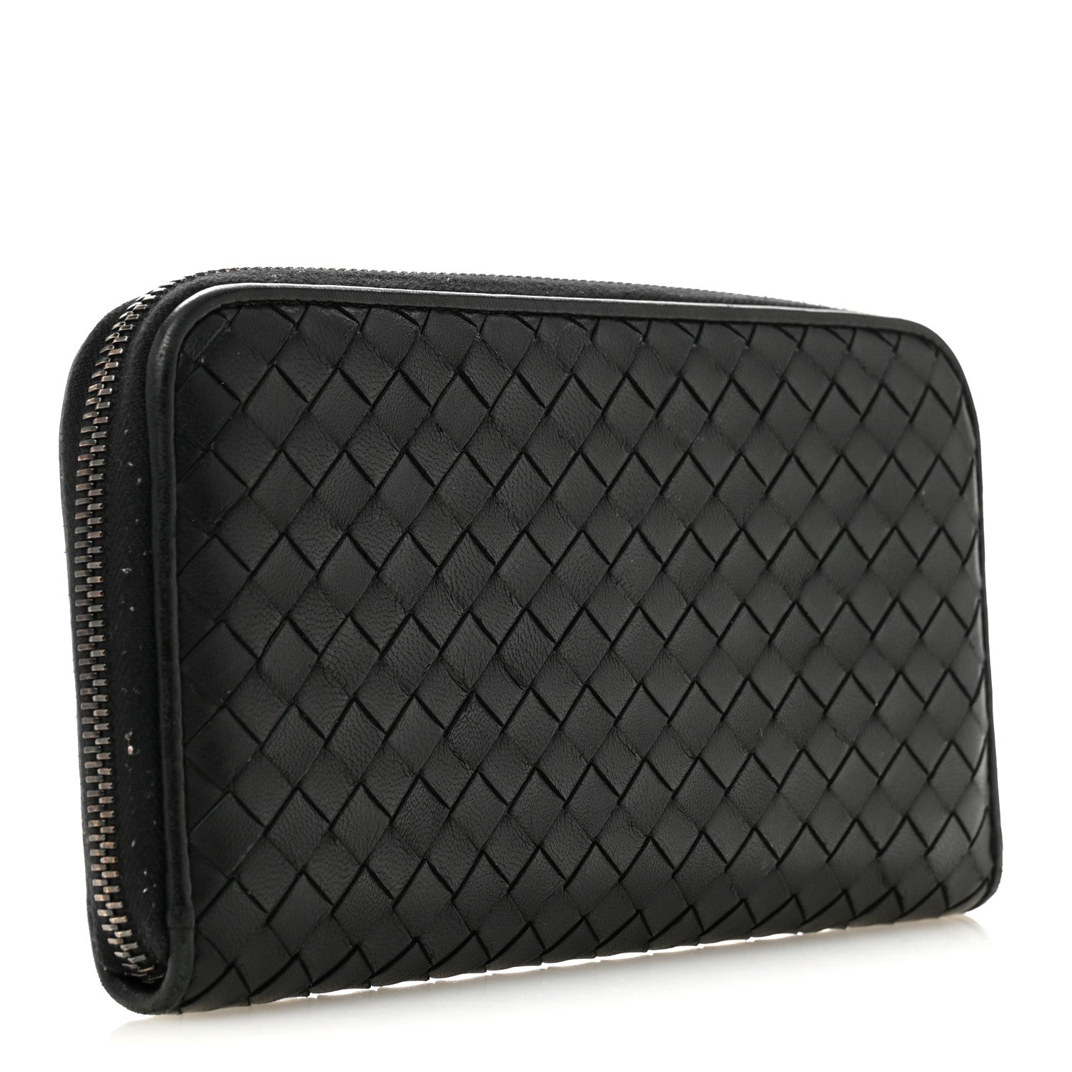 Nappa Intrecciato Zip Around Wallet Black