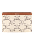 Triomphe Canvas Calfskin  Holder White Tan