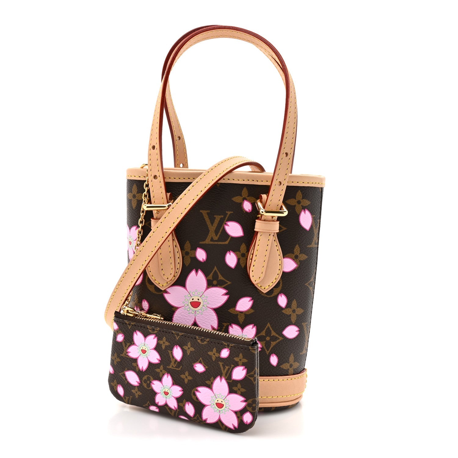LV X TM Monogram Cherry Blossom Nano Bucket Sakura Brown