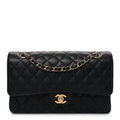 Caviar Quilted Medium Double Flap Black