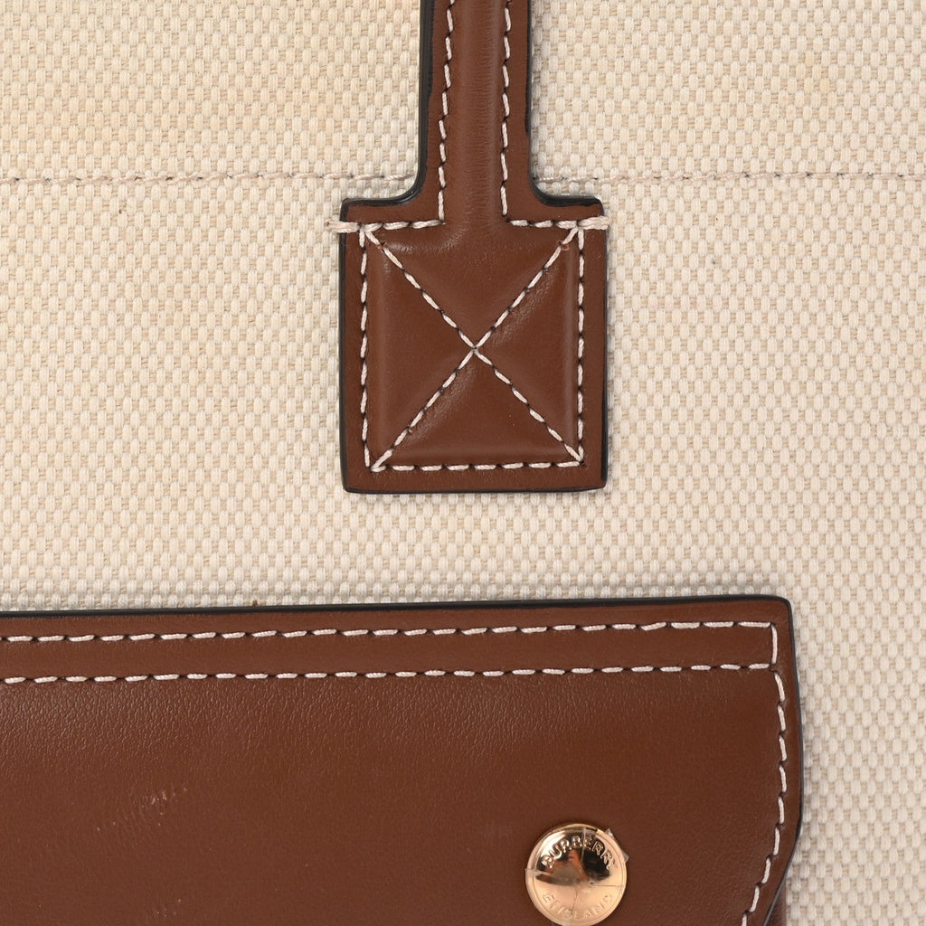 Canvas Smooth Calfskin Mini Two Tone Freya Tote Brown