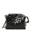 Polished Nappa Intrecciato Metallic Knot Mini Loop Camera Bag Black