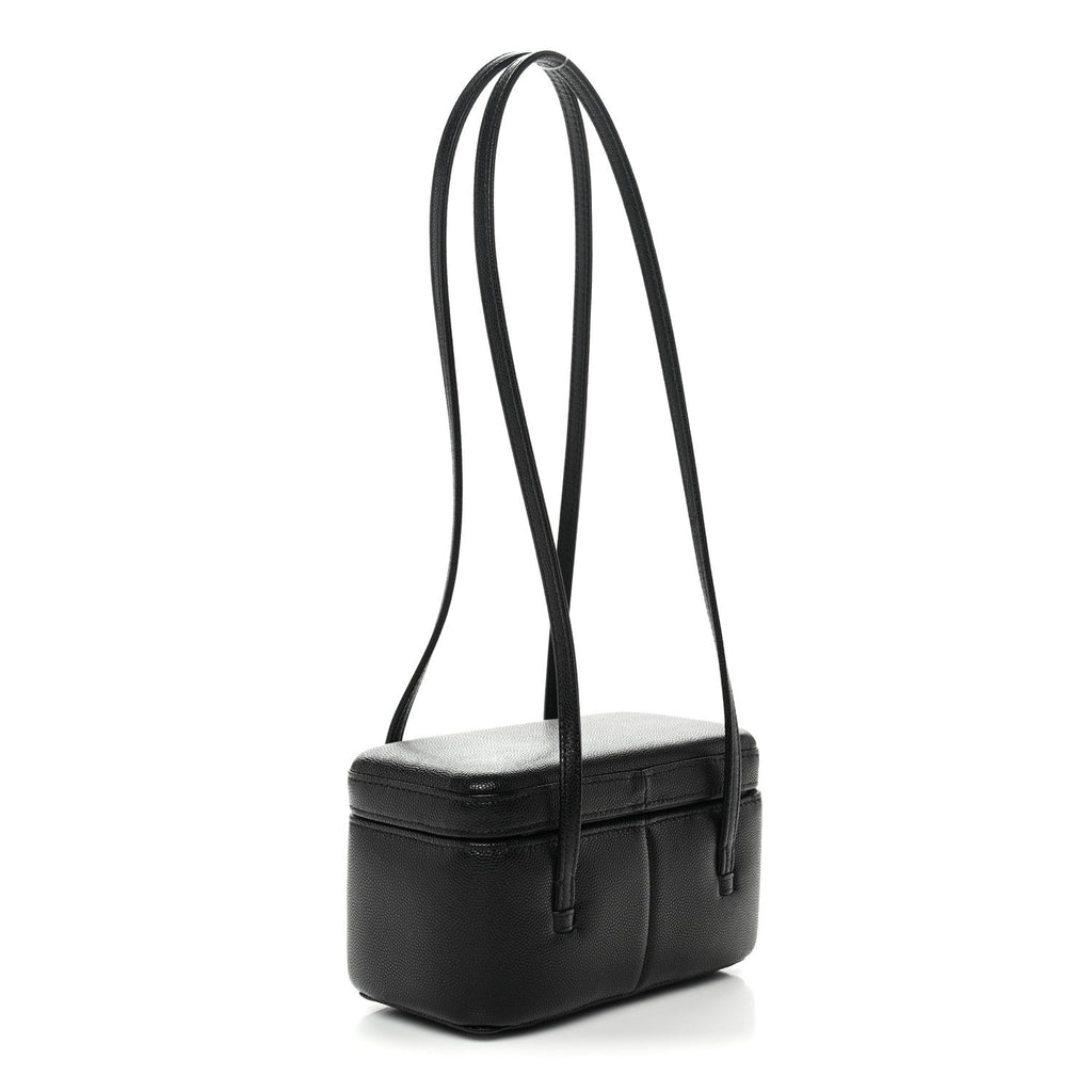 Shiny Caviar Preppy Coco Long Vanity With Strap Black