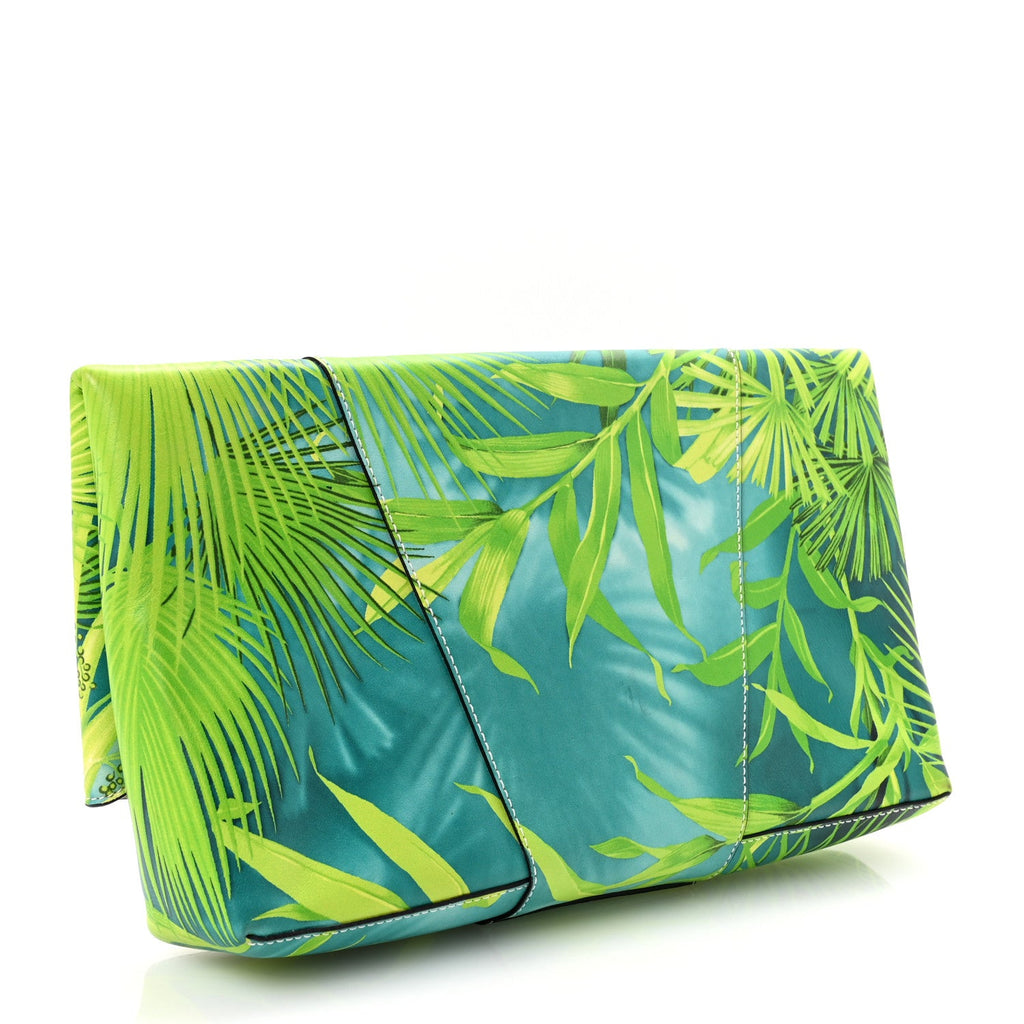 Calfskin Jungle Print Clutch Verde Multicolor