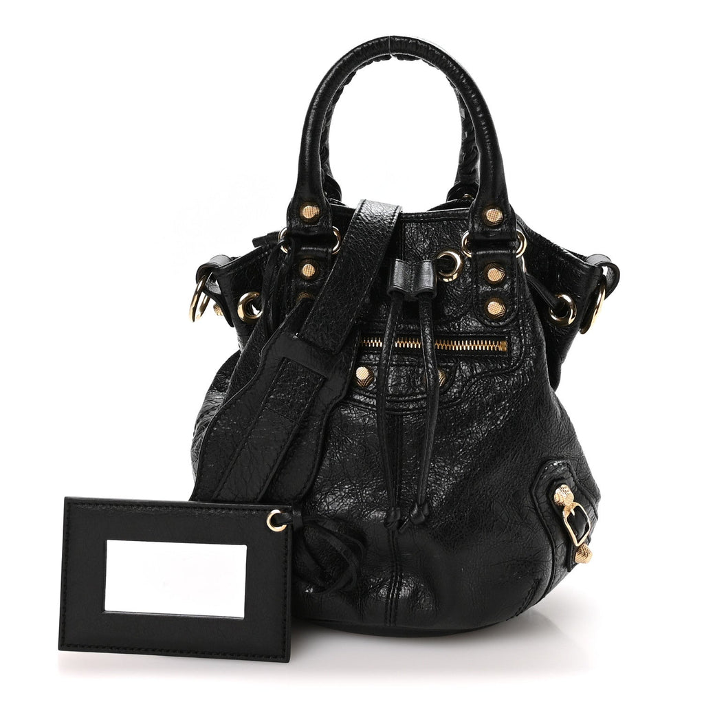 Agneau Giant 12 Gold Hardware Mini Pompon Black